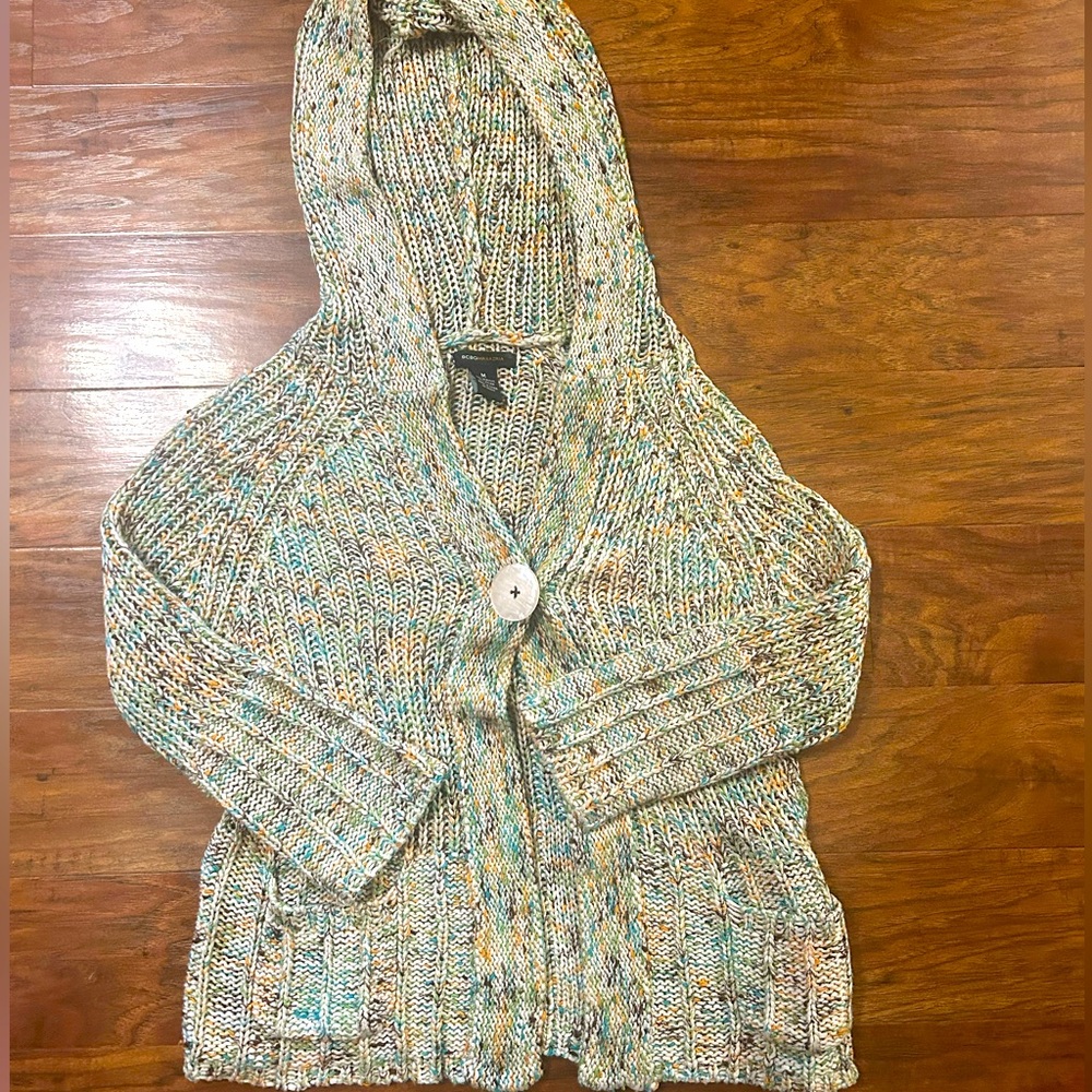 BCBG Maxazria Women’s Multicolor Hooded Cardigan Sweater, Size M
